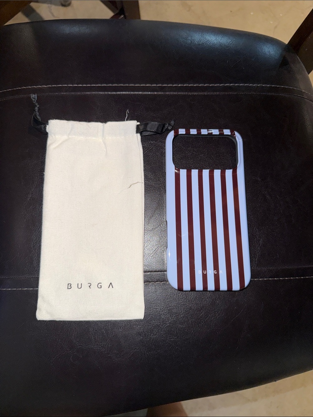 Light Blue & Burgundy Stripe Protective iPhone Case